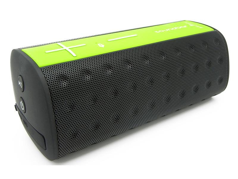 communication-par-l-objet-enceinte-bluetooth-vert-fluo