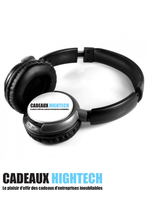 Casque de qualité noir et blanc personnalisé en cadeau client