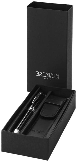 cadeaux-comité-d-entreprise-coffret-stylo-bille-balmain-cuir-noir