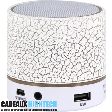 Cadeau logo entreprise - Mini enceinte bluetooth portable blanche