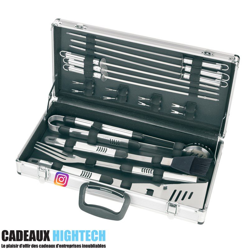 Set de 3 pcs pour barbecue en coffret aluminium publicitaire dès 3 pcs.