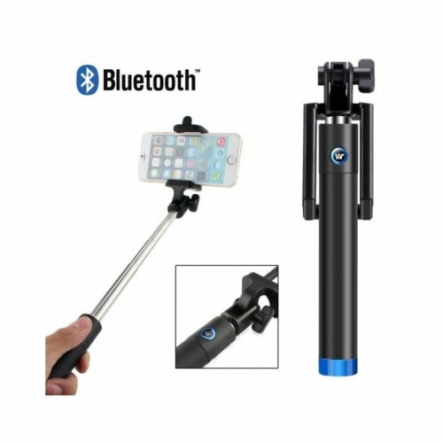 18-Mini-Perche-telescopique-Selfie-Bleu-avec-bouton-Bluetooth