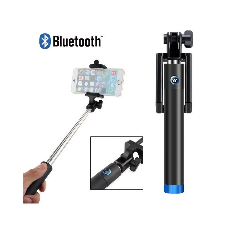 18-Mini-Perche-telescopique-Selfie-Bleu-avec-bouton-Bluetooth