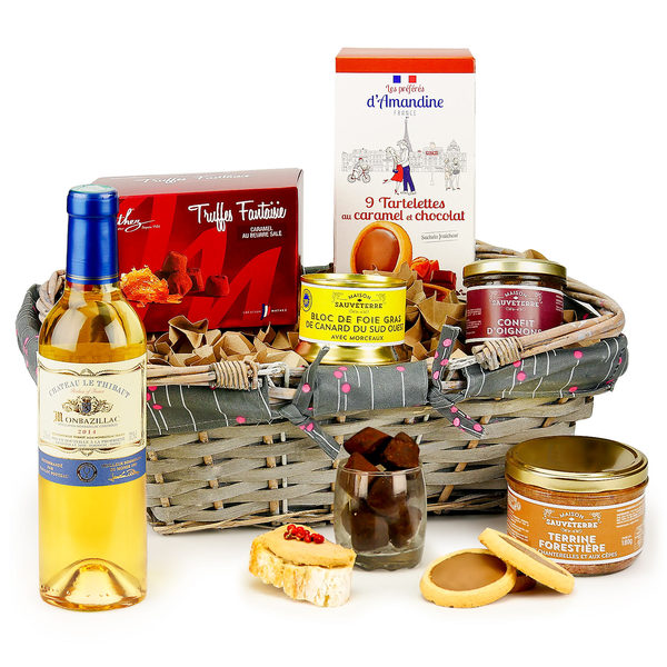 Panier Cadeau Gourmand avec 1 Foie Gras IGP - Coffret Original en