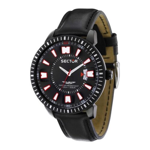 idee-cadeau-montre-homme-sector-acier-cuir-noir