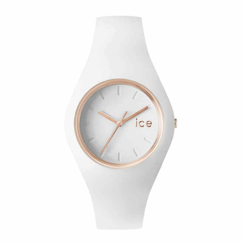 cadeaux-d-affaires-montre-analogique-ice-watch-ice-glam-blanc-et-or-rose