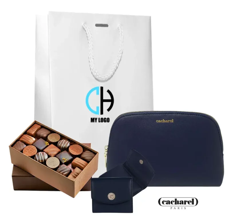 Coffret cadeau entreprise Cacharel pochette bleu