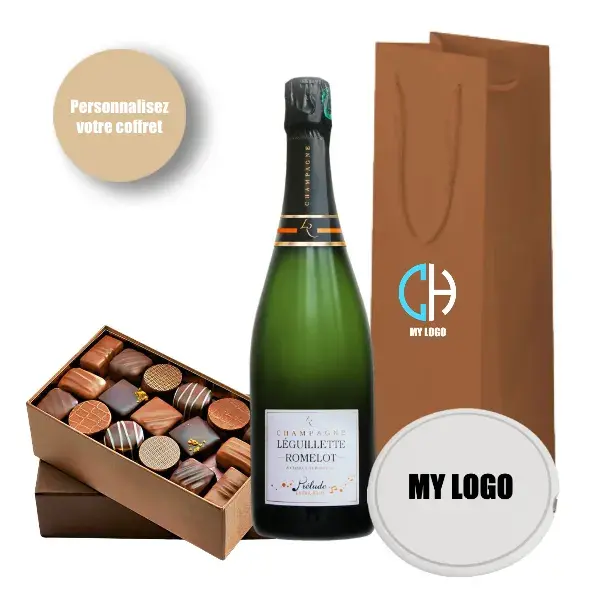 Coffret cadeau entreprise champagne Le Guillette batterie - Cadeaux Hightech