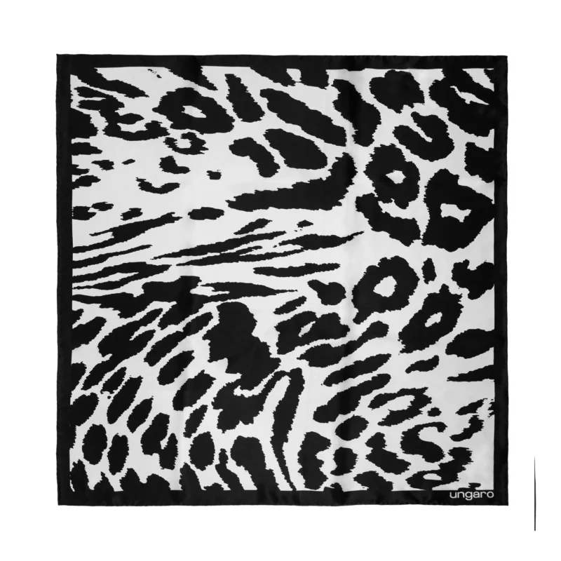 cadeaux-d-affaires-foulard-soie-lina-white-black-ungaro