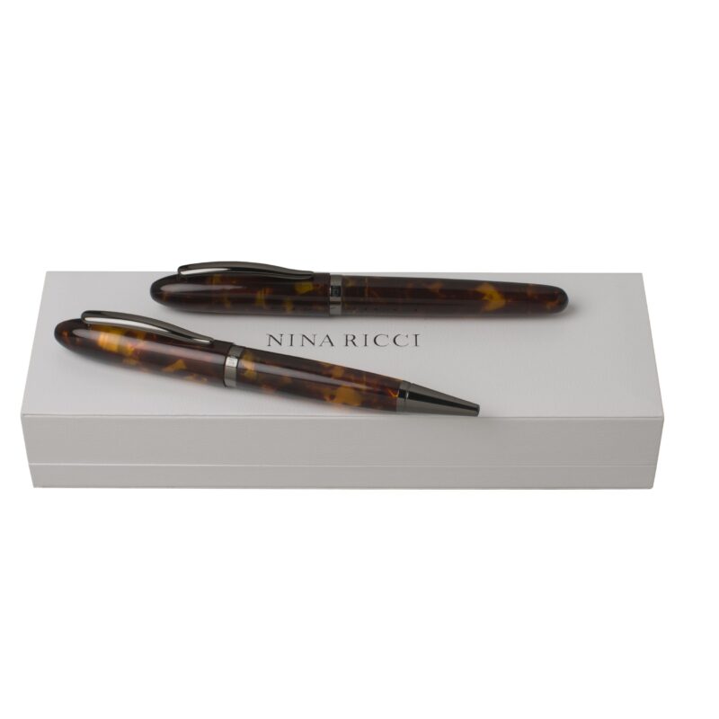 Cadeaux d'affaires Parure Panache Ecaille, stylo bille & stylo roller Nina Ricci