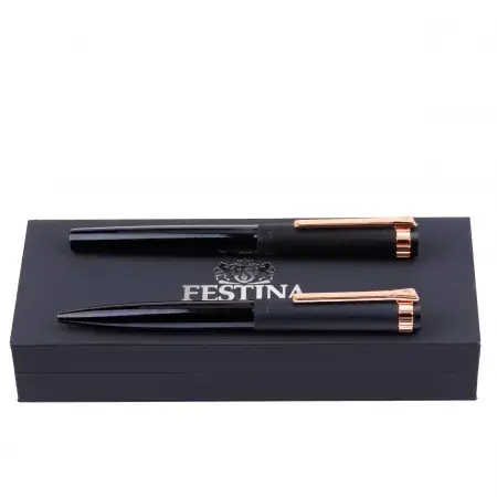 cadeaux-d-affaires-set-stylo-roller-prestige-stylo-bille-prestige-rose-gold-navy-festina