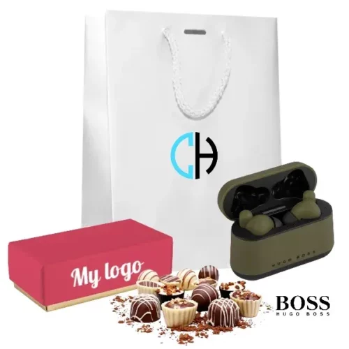 coffret-cadeaux-d-affaires-ecouteurs-hugo-boss-gear-matrix-khaki