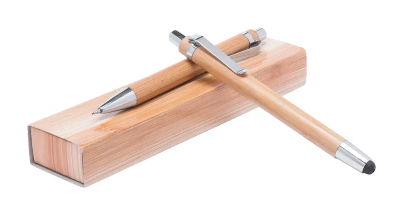 Objet publicitaire set stylo à bille stylet et porte-mine en bambou