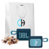 Coffret cadeau JBL GO 3 Blue Chocolat 125 g personnalisé