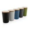Cadeau CSE : Mug 300ml en PP recyclé GRS avec couvercle en bambou — vue 1 — cadeau entreprise