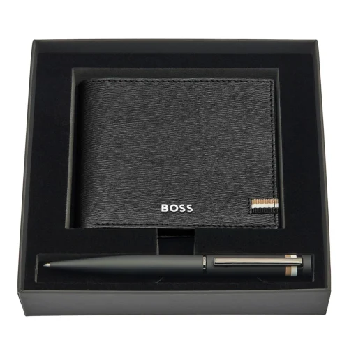 Cadeau CSE : Parure HUGO BOSS Black (stylo bille & portefeuille) — cadeau CSE cadeau entreprise