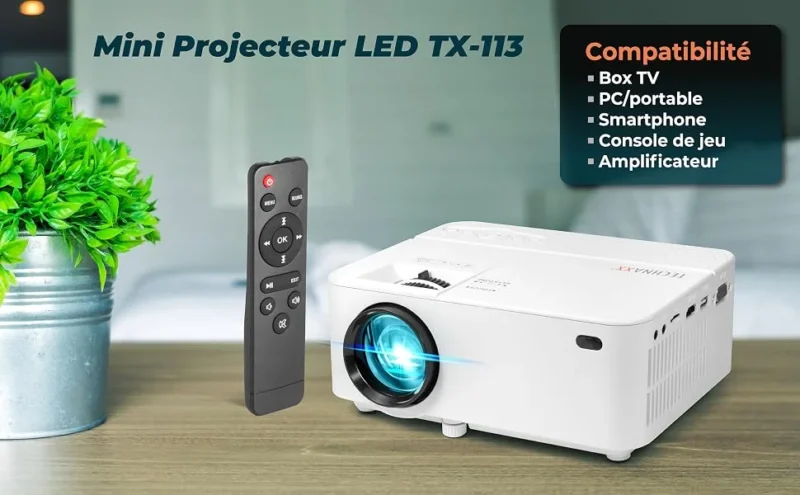 Cadeau CSE : Technaxx Mini Vidéoprojecteur Portable – Beamer Compact — vue 1 — cadeau entreprise