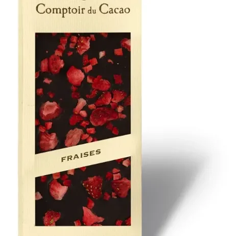 Tablette Fraise Noir 90g – Cadeau Gourmand CSE | Comptoir du Cacao — cadeau CSE cadeau entreprise