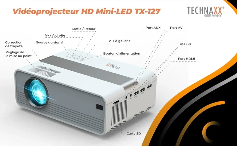 Technaxx Mini-LED HD Projecteur TX-127 – Cadeau CSE Idéal | Technaxx — vue 1 — cadeau entreprise