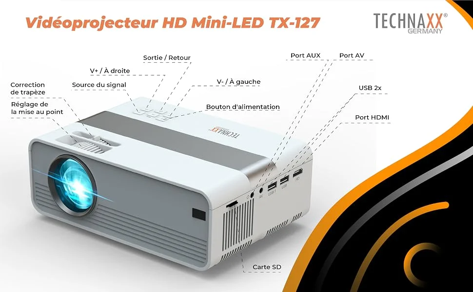 Technaxx Mini-LED HD Projecteur TX-127 – Cadeau CSE Idéal | Technaxx — vue 1 — cadeau entreprise