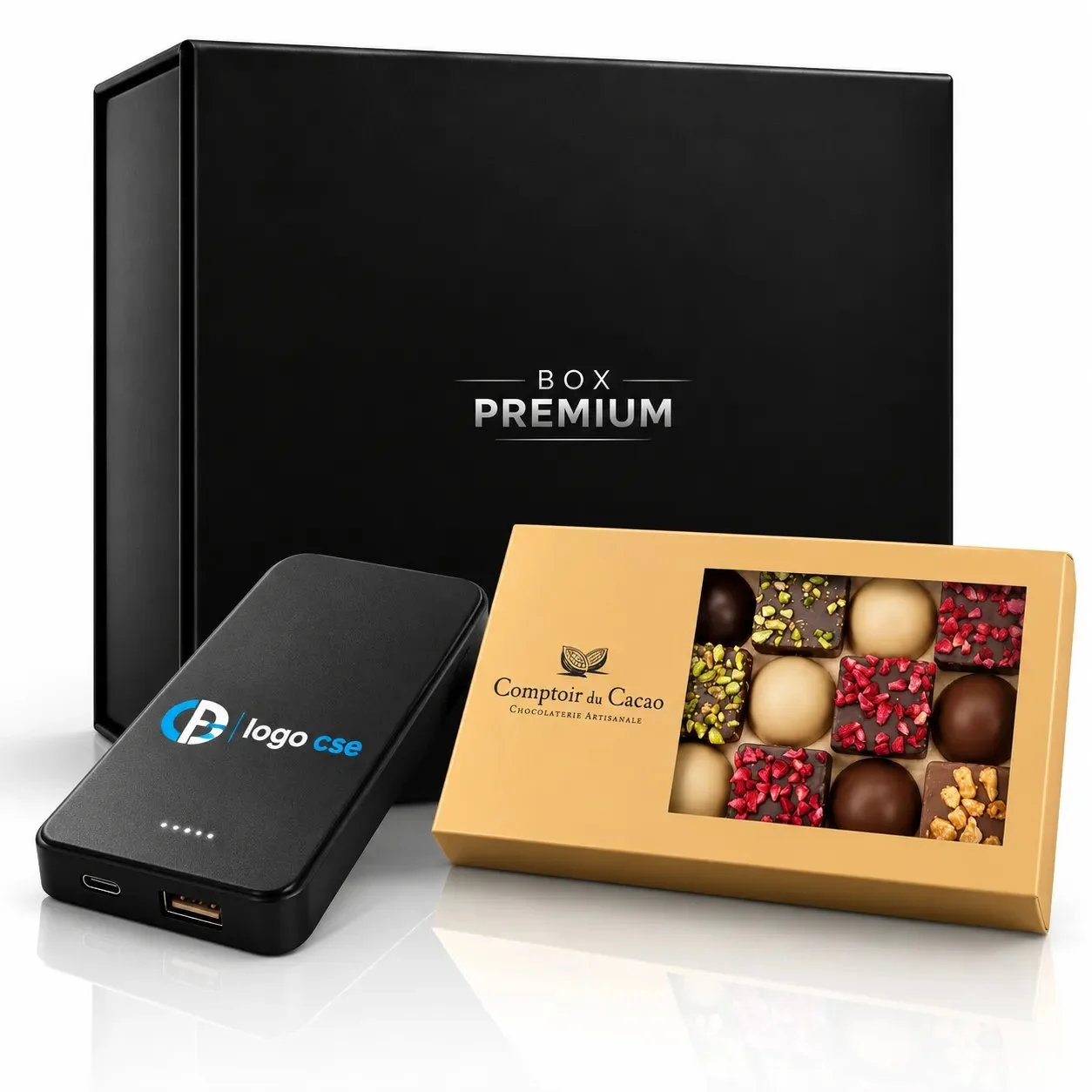 Box Premium Energy & Gourmet Power Bank 10 000 mAh – Cadeau CSE — cadeau entreprise B2B